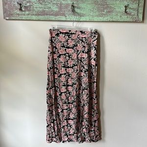 AE High-Waisted Floral Slit Midi Skirt, S